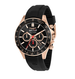 Sector Sector R3271661029 watch 230 Chronograph black / rosegold  ( zwart / rosegoud ) heren horloge - 43 MM