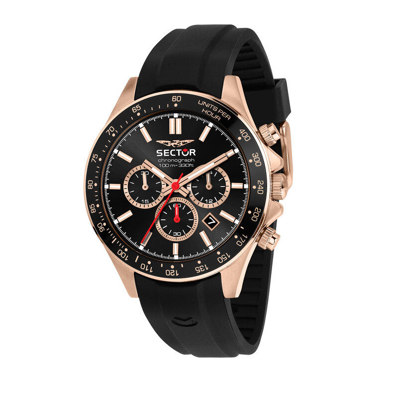 Sector Sector R3271661029 watch 230 Chronograph black / rosegold  ( zwart / rosegoud ) heren horloge - 43 MM