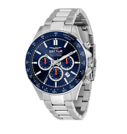 Sector Sector R3273661037  watch 230 Chronograph silver / blue ( zilver / blauw ) heren horloge - 43 MM