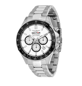 Sector Sector R3273661049 watch 230 Chronograph silver / white ( zilver / wit ) heren horloge - 43 MM