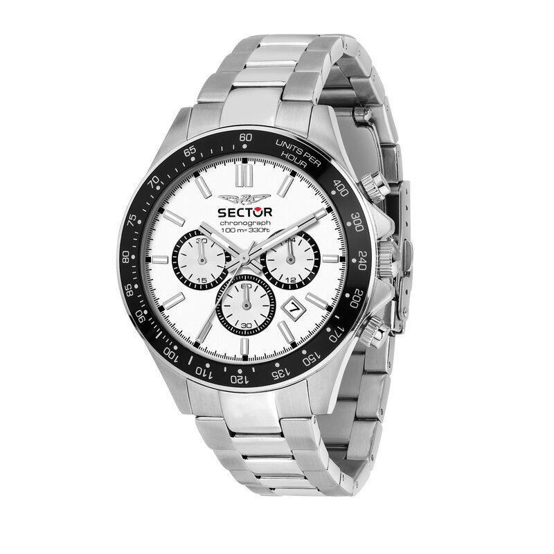 Sector Sector R3273661049 watch 230 Chronograph silver / white ( zilver / wit ) heren horloge - 43 MM