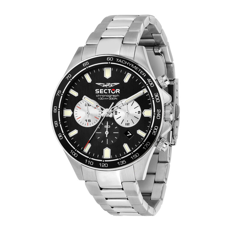 Sector Sector R3273661050 watch 230 Silver / black ( zilver / zwart ) heren horloge - 43 MM