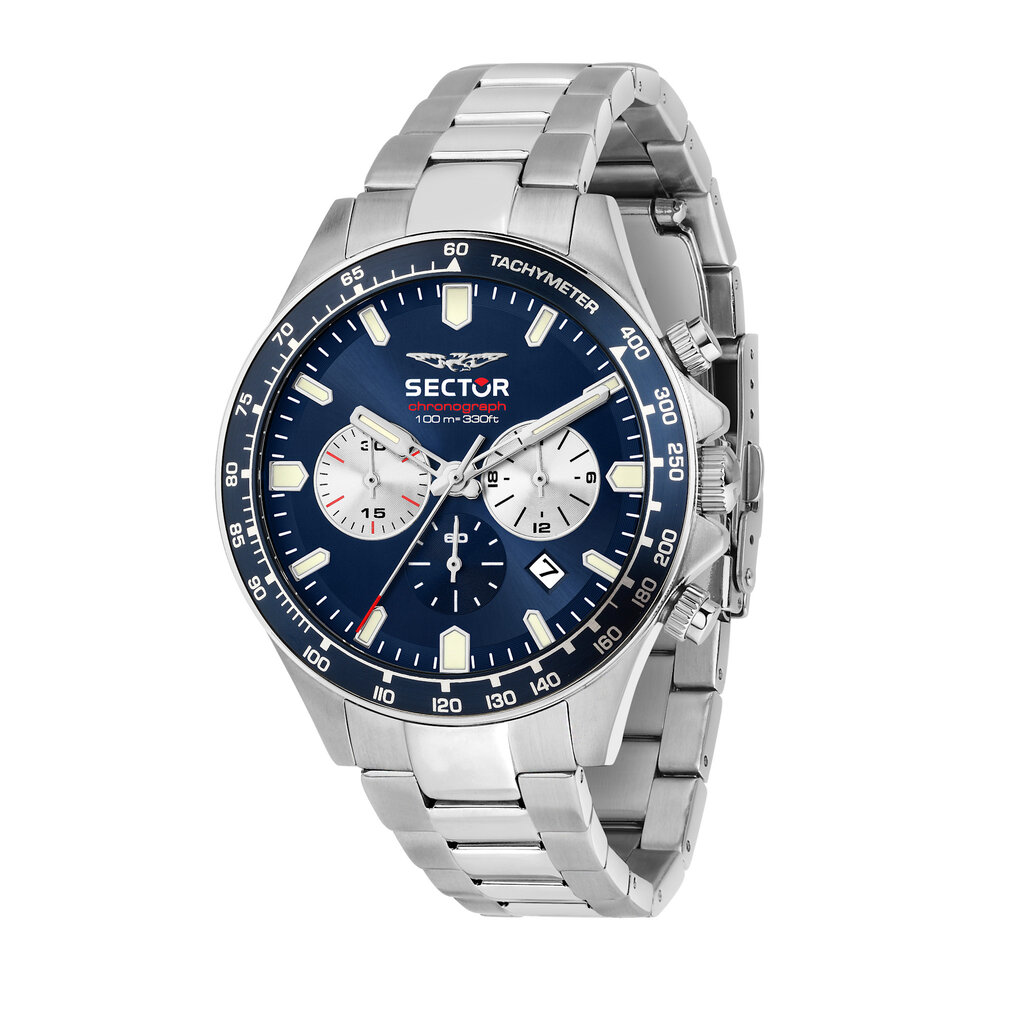 Sector Sector R3273661051 watch 230 Chronograph silver / blue ( zilver / blauw ) heren horloge - 43 MM
