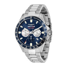 Sector Sector R3273661051 watch 230 Chronograph silver / blue ( zilver / blauw ) heren horloge - 43 MM
