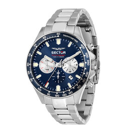 Sector Sector R3273661051 watch 230 Chronograph silver / blue ( zilver / blauw ) heren horloge - 43 MM