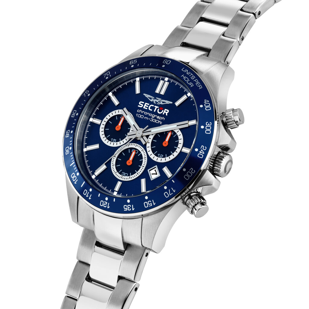 Sector Sector R3273661037  watch 230 Chronograph silver / blue ( zilver / blauw ) heren horloge - 43 MM
