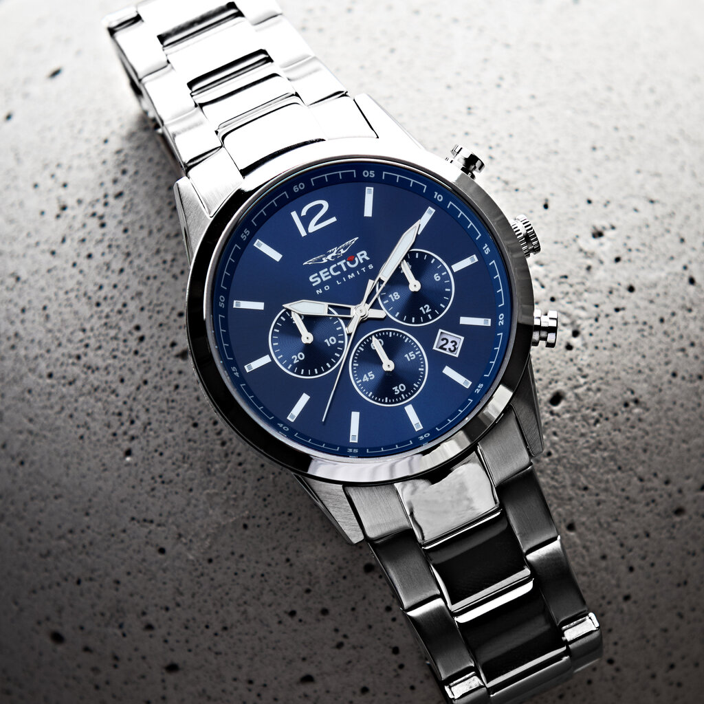 Sector Sector R3273617001 watch 660 Chronograph silver / blue ( zilver / blauw ) heren horloge - 42 MM