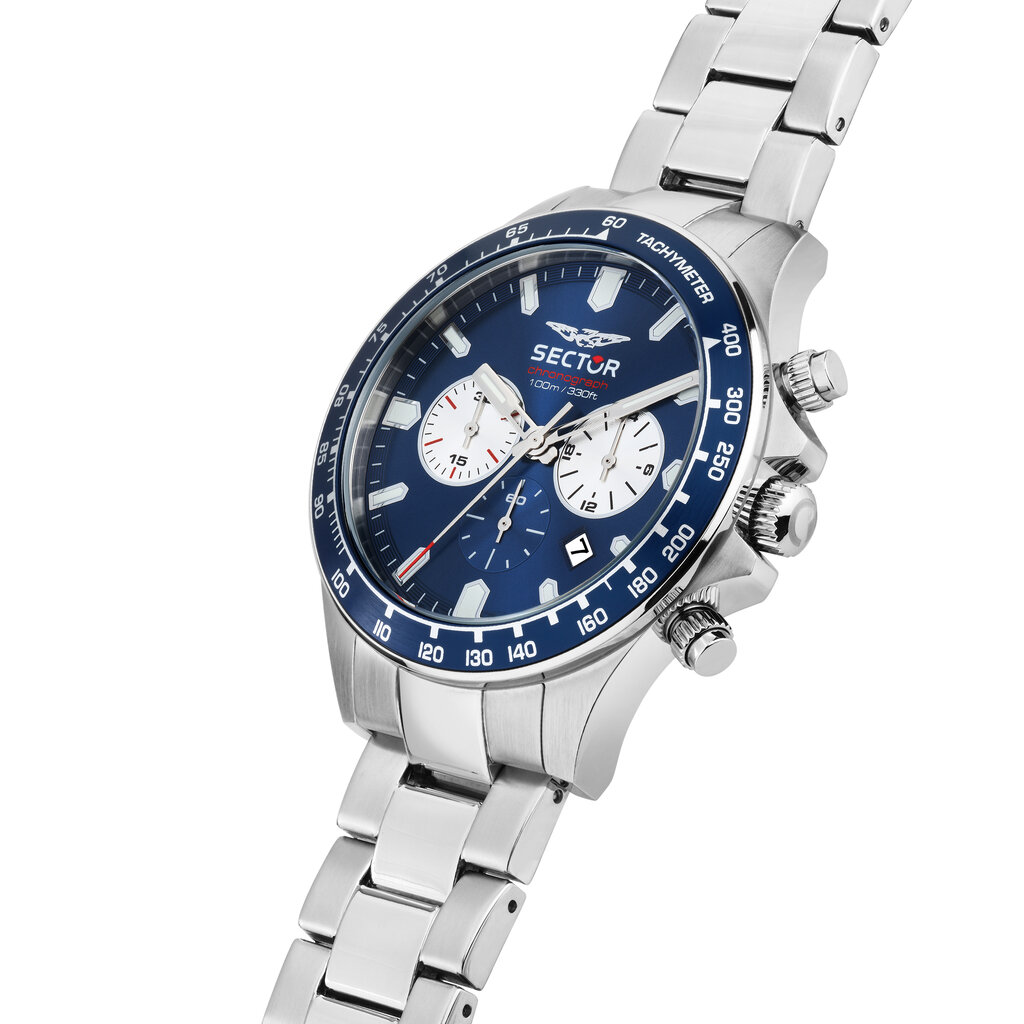 Sector Sector R3273661051 watch 230 Chronograph silver / blue ( zilver / blauw ) heren horloge - 43 MM