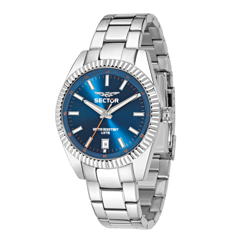 Sector Sector R3253476002 watch 240 silver / blue ( zilver / blue ) heren horloge - 41 MM