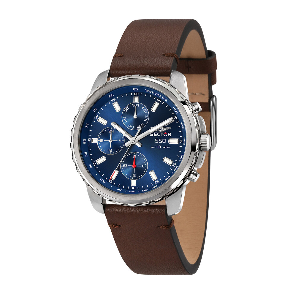 Sector Sector R3251412002 watch 550 silver / blue / brown ( zilver / blauw / bruin ) heren horloge - 45 MM