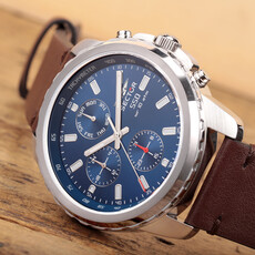Sector Sector R3251412002 watch 550 silver / blue / brown ( zilver / blauw / bruin ) heren horloge - 45 MM