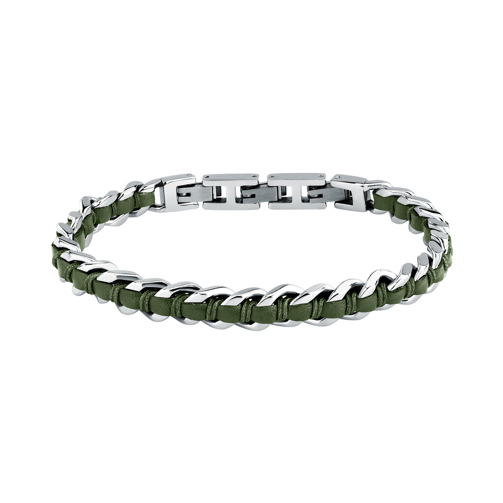 Sector Sector armband szv124 Bracelet Bandy Silver Green SS Leather ( zilver groen ) 19 + 3 CM