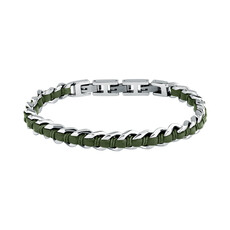 Sector Sector armband szv124 Bracelet Bandy Silver Green SS Leather ( zilver groen ) 19 + 3 CM