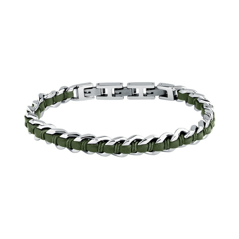 Sector Sector armband szv124 Bracelet Bandy Silver Green SS Leather ( zilver groen ) 19 + 3 CM