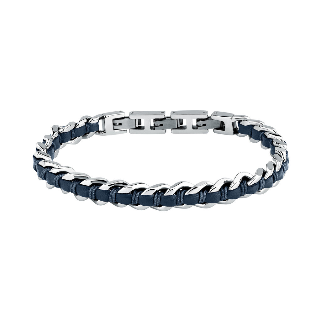Sector Sector armband SZV125 Bracelet Bandy Silver Blue SS Leather ( zilver blauw ) 19 + 3 CM