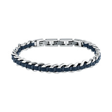 Sector Sector armband SZV125 Bracelet Bandy Silver Blue SS Leather ( zilver blauw ) 19 + 3 CM