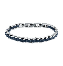 Sector Sector armband SZV125 Bracelet Bandy Silver Blue SS Leather ( zilver blauw ) 19 + 3 CM