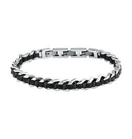 Sector Sector armband SZV122 Bracelet Bandy Silver Black SS Leather ( zilver zwart ) 19 + 3 CM