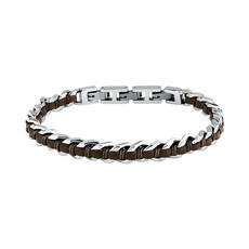 Sector Sector armband SZV123 Bracelet Bandy Silver Brown SS Leather ( zilver bruin ) 19 + 3 CM