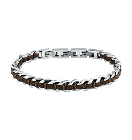Sector Sector armband SZV123 Bracelet Bandy Silver Brown SS Leather ( zilver bruin ) 19 + 3 CM