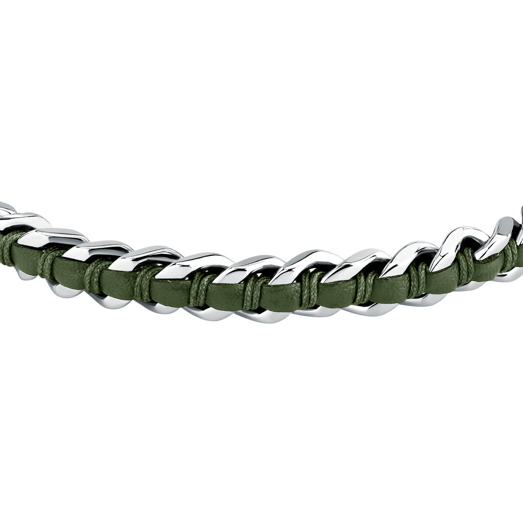 Sector Sector armband szv124 Bracelet Bandy Silver Green SS Leather ( zilver groen ) 19 + 3 CM