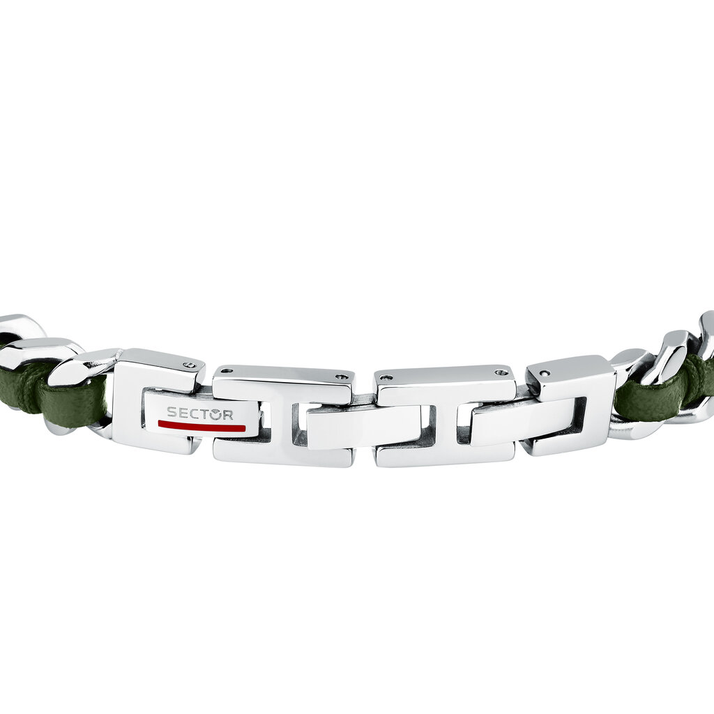 Sector Sector armband szv124 Bracelet Bandy Silver Green SS Leather ( zilver groen ) 19 + 3 CM