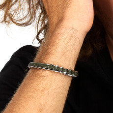 Sector Sector armband szv124 Bracelet Bandy Silver Green SS Leather ( zilver groen ) 19 + 3 CM