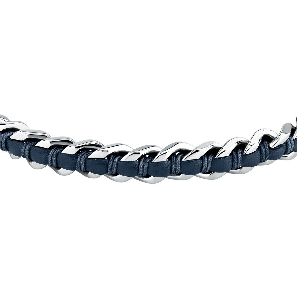 Sector Sector armband SZV125 Bracelet Bandy Silver Blue SS Leather ( zilver blauw ) 19 + 3 CM