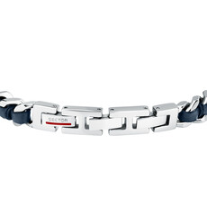 Sector Sector armband SZV125 Bracelet Bandy Silver Blue SS Leather ( zilver blauw ) 19 + 3 CM
