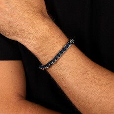 Sector Sector armband SZV125 Bracelet Bandy Silver Blue SS Leather ( zilver blauw ) 19 + 3 CM
