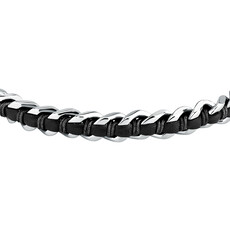 Sector Sector armband SZV122 Bracelet Bandy Silver Black SS Leather ( zilver zwart ) 19 + 3 CM