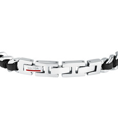 Sector Sector armband SZV122 Bracelet Bandy Silver Black SS Leather ( zilver zwart ) 19 + 3 CM