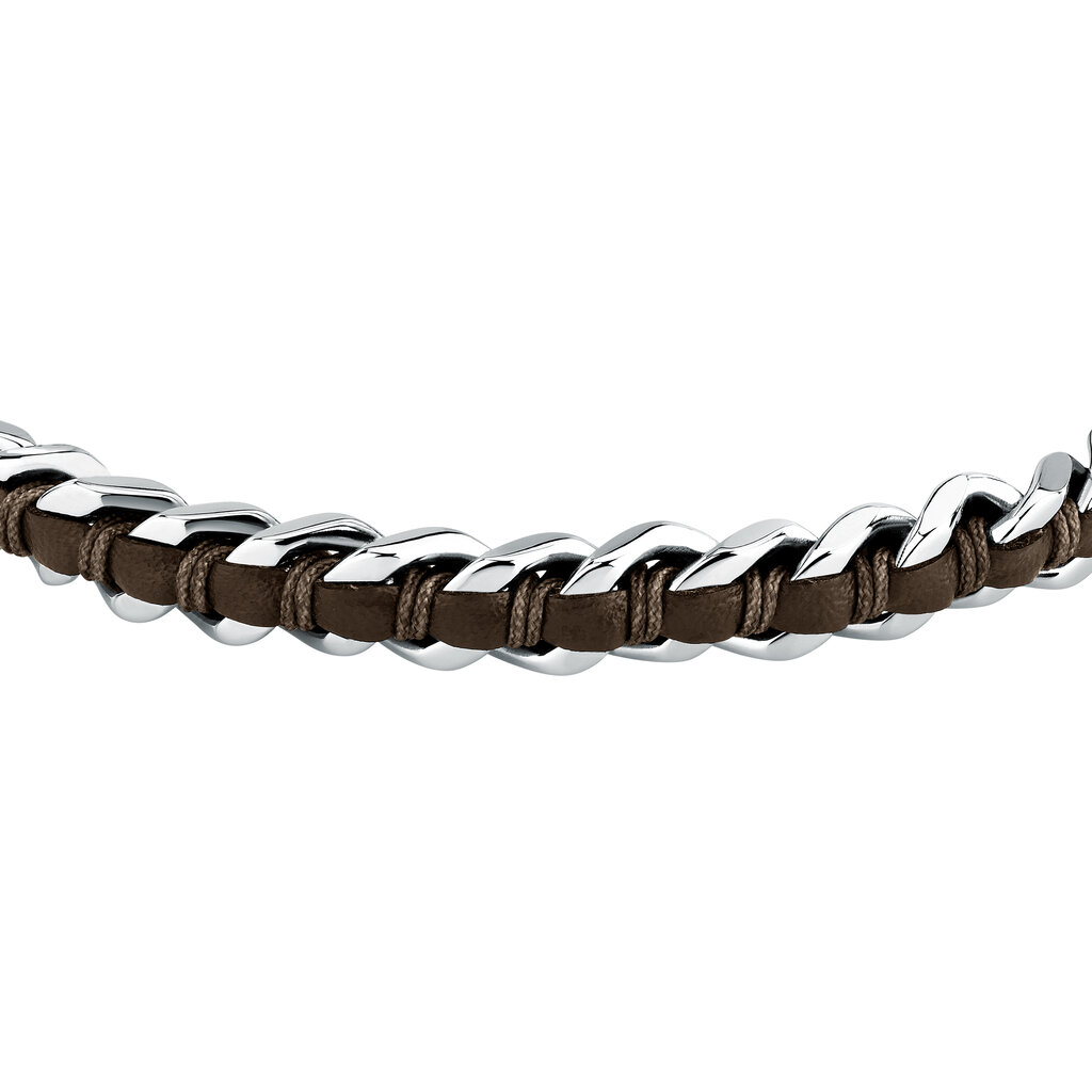 Sector Sector armband SZV123 Bracelet Bandy Silver Brown SS Leather ( zilver bruin ) 19 + 3 CM