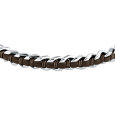 Sector Sector armband SZV123 Bracelet Bandy Silver Brown SS Leather ( zilver bruin ) 19 + 3 CM