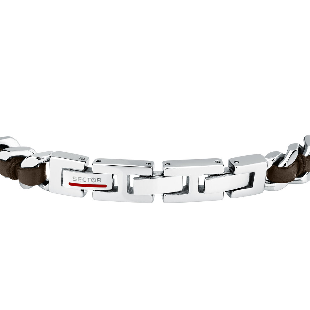 Sector Sector armband SZV123 Bracelet Bandy Silver Brown SS Leather ( zilver bruin ) 19 + 3 CM
