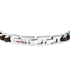 Sector Sector armband SZV123 Bracelet Bandy Silver Brown SS Leather ( zilver bruin ) 19 + 3 CM
