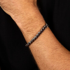 Sector Sector armband SZV123 Bracelet Bandy Silver Brown SS Leather ( zilver bruin ) 19 + 3 CM