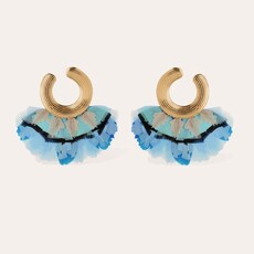 Gas Bijoux Jewelry Gas Bijoux oorbellen 437424 Earrings Positano Feathers Blue gold  L 5 - DR 2.7 - DF 6 cm