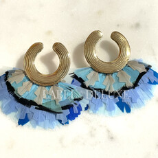 Gas Bijoux Jewelry Gas Bijoux oorbellen 437424 Earrings Positano Feathers Blue gold  L 5 - DR 2.7 - DF 6 cm