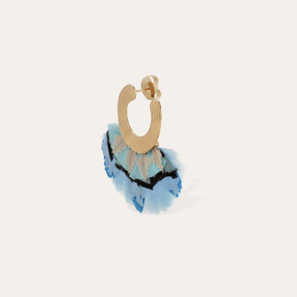 Gas Bijoux Jewelry Gas Bijoux oorbellen 437424 Earrings Positano Feathers Blue gold  L 5 - DR 2.7 - DF 6 cm