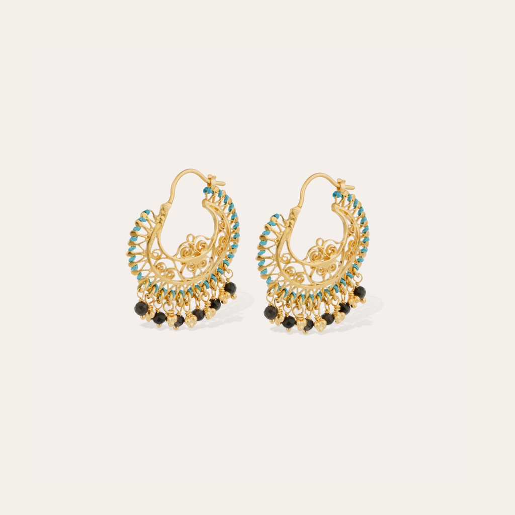 Gas Bijoux Jewelry Gas Bijoux oorbellen 714306 Earrings Yuca hoop blue gold L 3,5 - W 3,2 CM Weight one earring 4 g