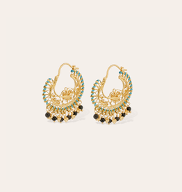 Gas Bijoux Jewelry Gas Bijoux oorbellen 714306 Earrings Yuca hoop blue gold L 3,5 - W 3,2 CM Weight one earring 4 g
