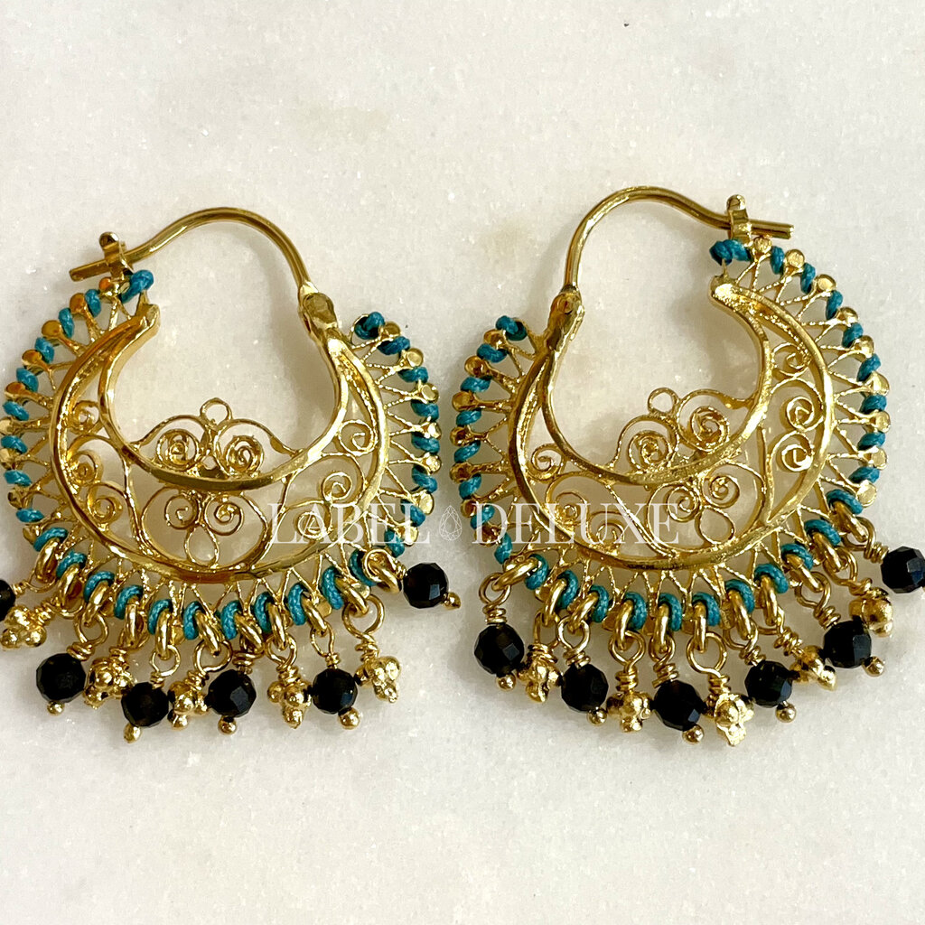 Gas Bijoux Jewelry Gas Bijoux oorbellen 714306 Earrings Yuca hoop blue gold L 3,5 - W 3,2 CM Weight one earring 4 g