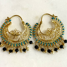 Gas Bijoux Jewelry Gas Bijoux oorbellen 714306 Earrings Yuca hoop blue gold L 3,5 - W 3,2 CM Weight one earring 4 g