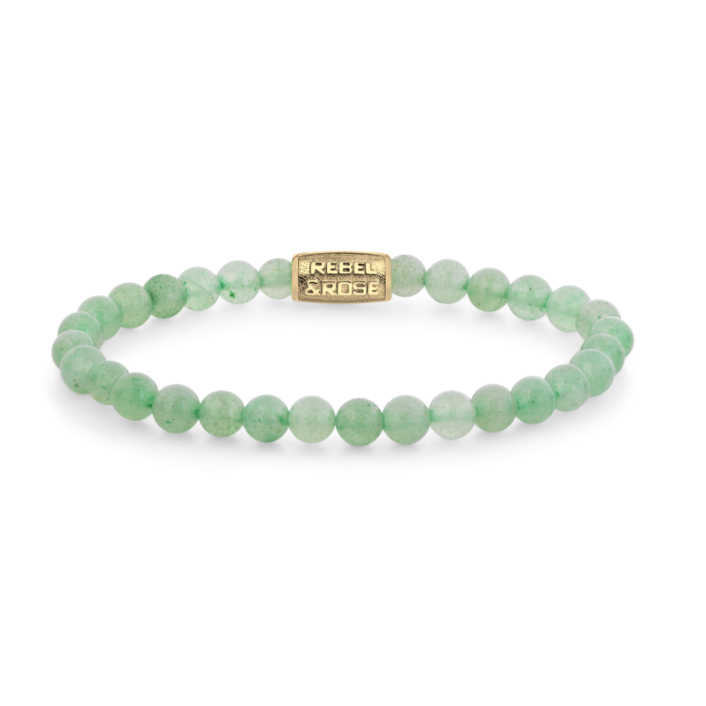 Rebel & Rose Rebel & Rose armband RR-6DV06-G-S Bracelet stones only bottle green yellow gold 6 MM