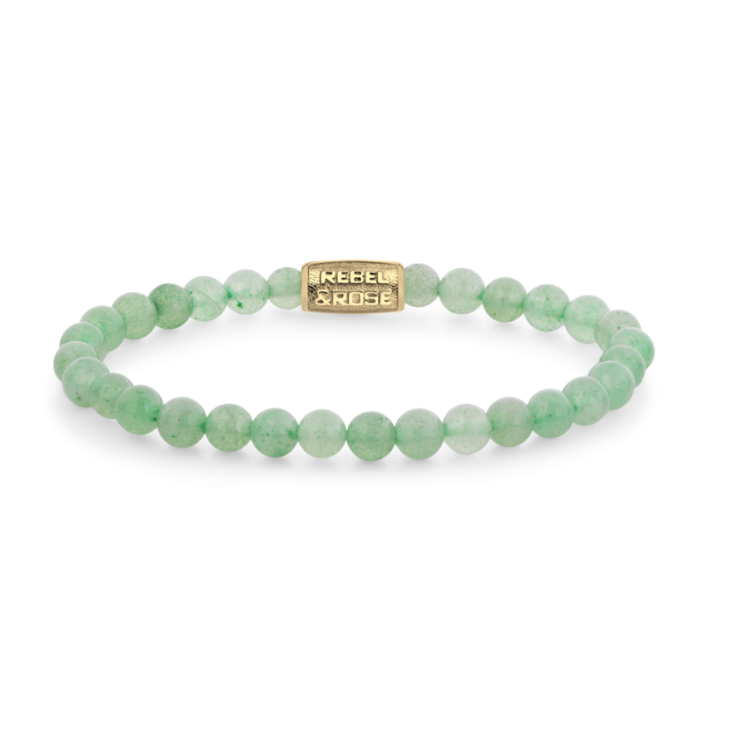 Rebel & Rose Rebel & Rose armband RR-6DV06-G-S Bracelet stones only bottle green yellow gold 6 MM
