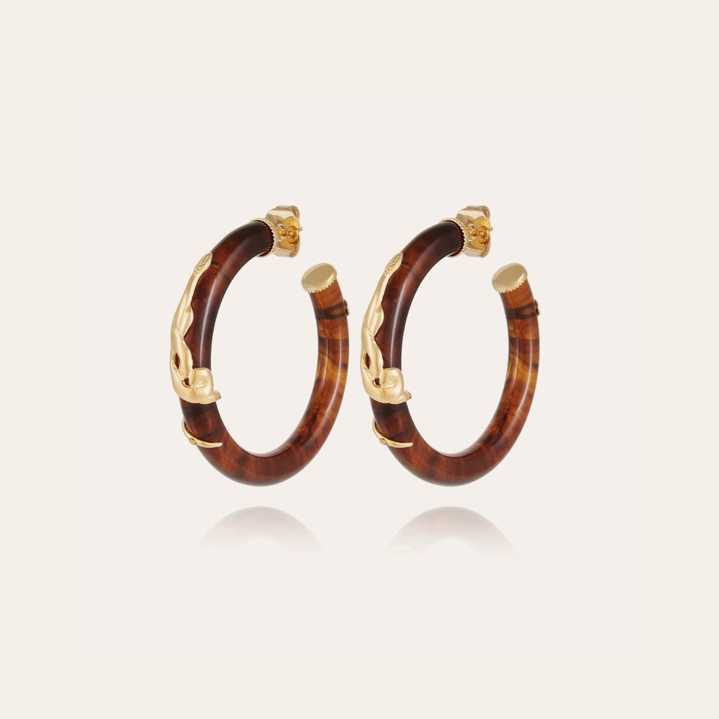 Gas Bijoux Jewelry Gas Bijoux Oorbellen 297213 Earrings Cobra hoop acetate brown gold 4 CM
