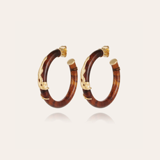Gas Bijoux Jewelry Gas Bijoux Oorbellen 297213 Earrings Cobra hoop acetate brown gold 4 CM