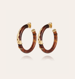Gas Bijoux Jewelry Gas Bijoux Oorbellen 297213 Earrings Cobra hoop acetate brown gold 4 CM