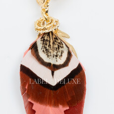 Gas Bijoux Jewelry Gas Bijoux oorbellen 162160 Earrings Sao feathers brown red pink grey gold 5.5 CM